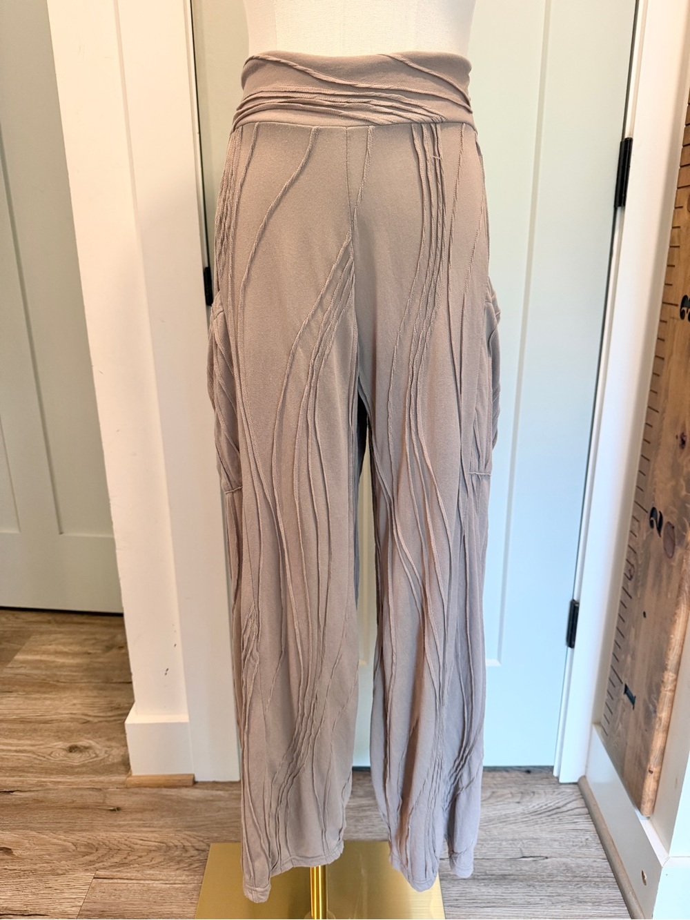 Windhorse Wide Leg Pants Cargo Boho Coastal Hippie Neutral Large XL